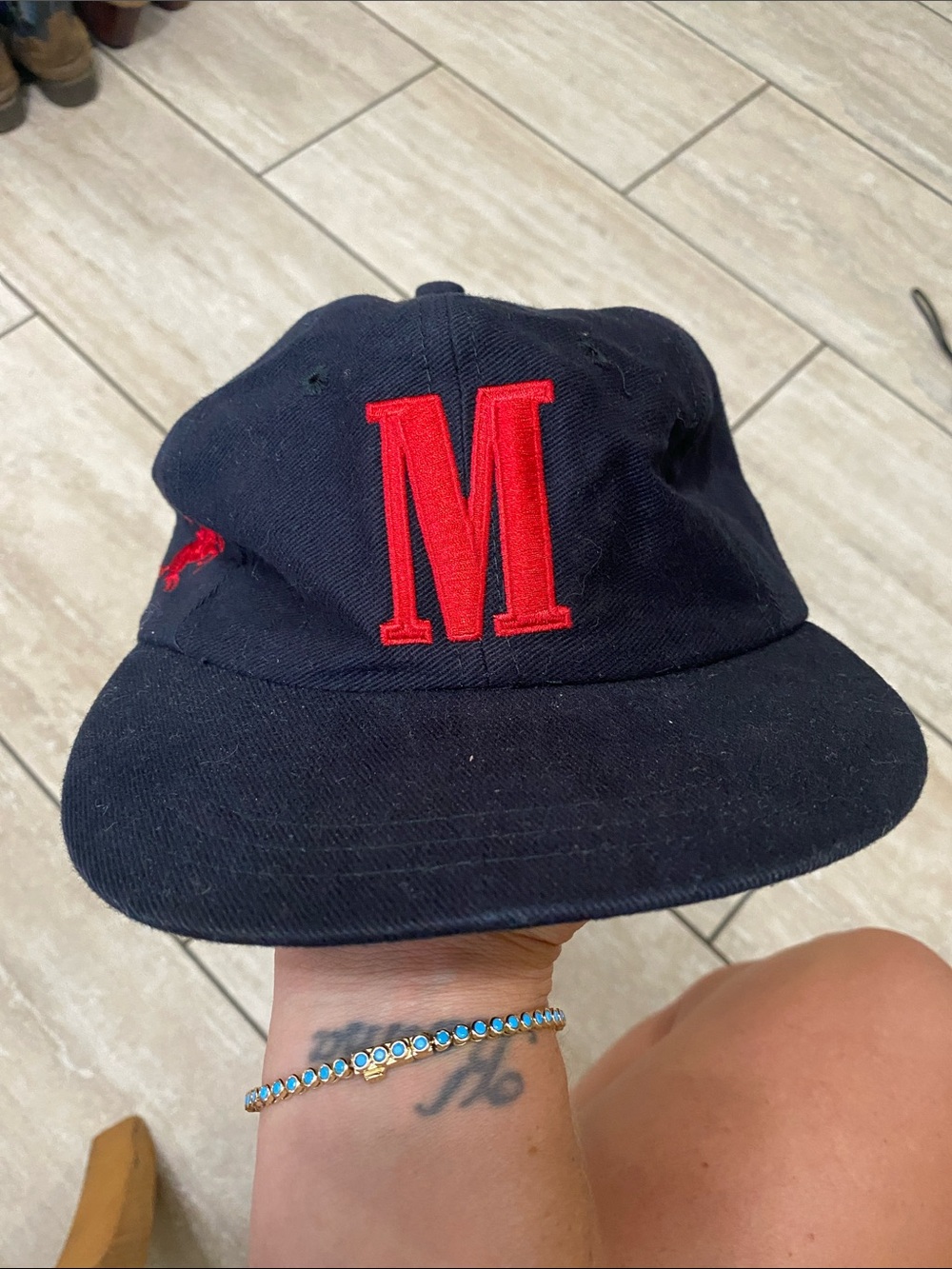 Vintage Marlboro Black Cap with Prominent Red 'M' Patch